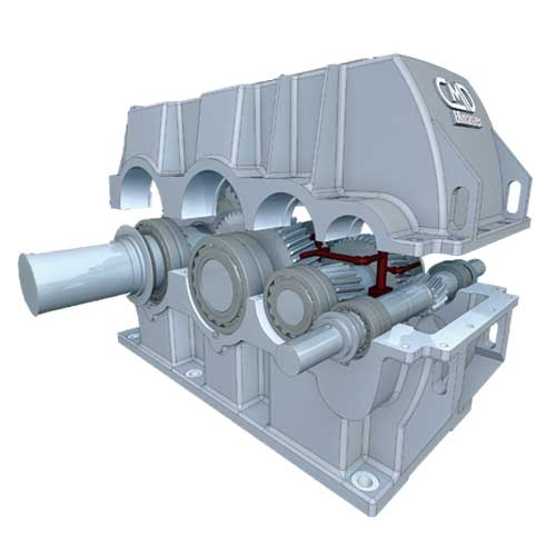 motoréducteur industriel soumis à contraintes mécaniques dans un système de production